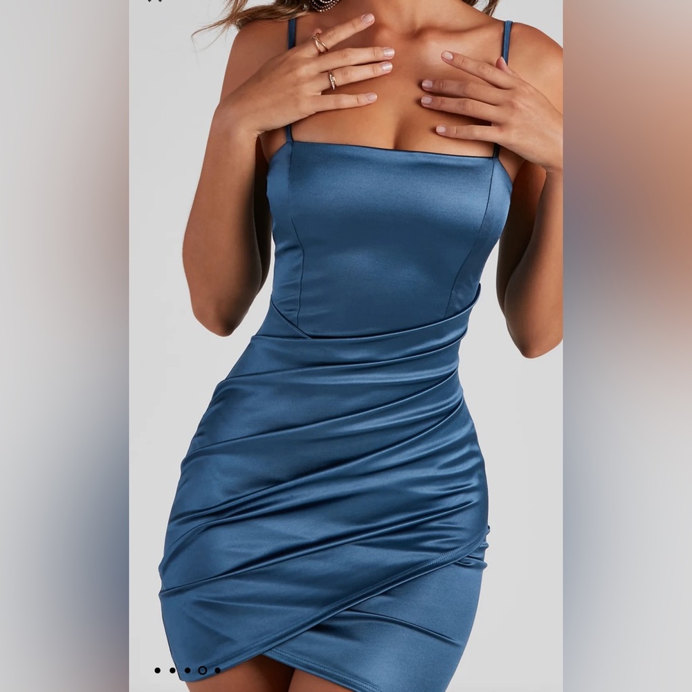 NWT blue satin Windsor homecoming dress